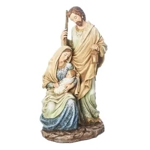 10.5"H Holy Family W/pattern Soft Blue and Ivory