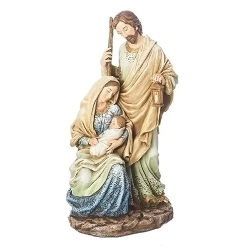 10.5"H Holy Family W/pattern Soft Blue and Ivory