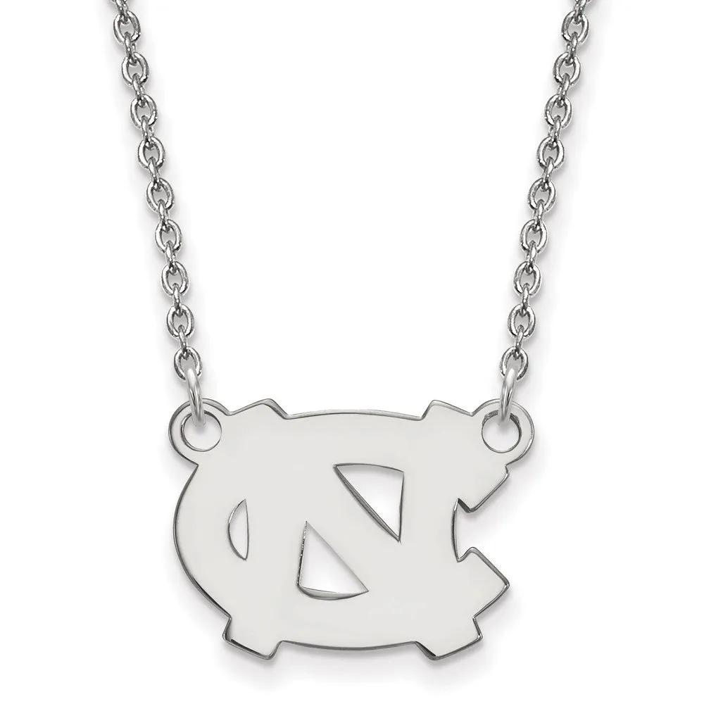 10K White Gold University of North Carolina Small Pendant with Necklace