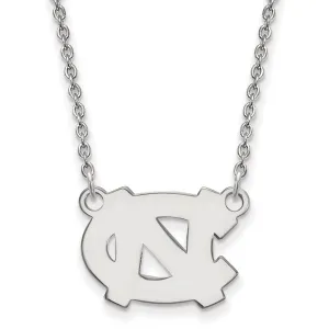 10K White Gold University of North Carolina Small Pendant with Necklace