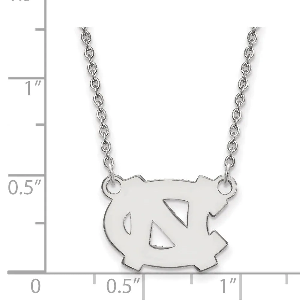 10K White Gold University of North Carolina Small Pendant with Necklace