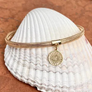 14KT Yellow Gold Stretch Mesh Bracelet with Sun Charm