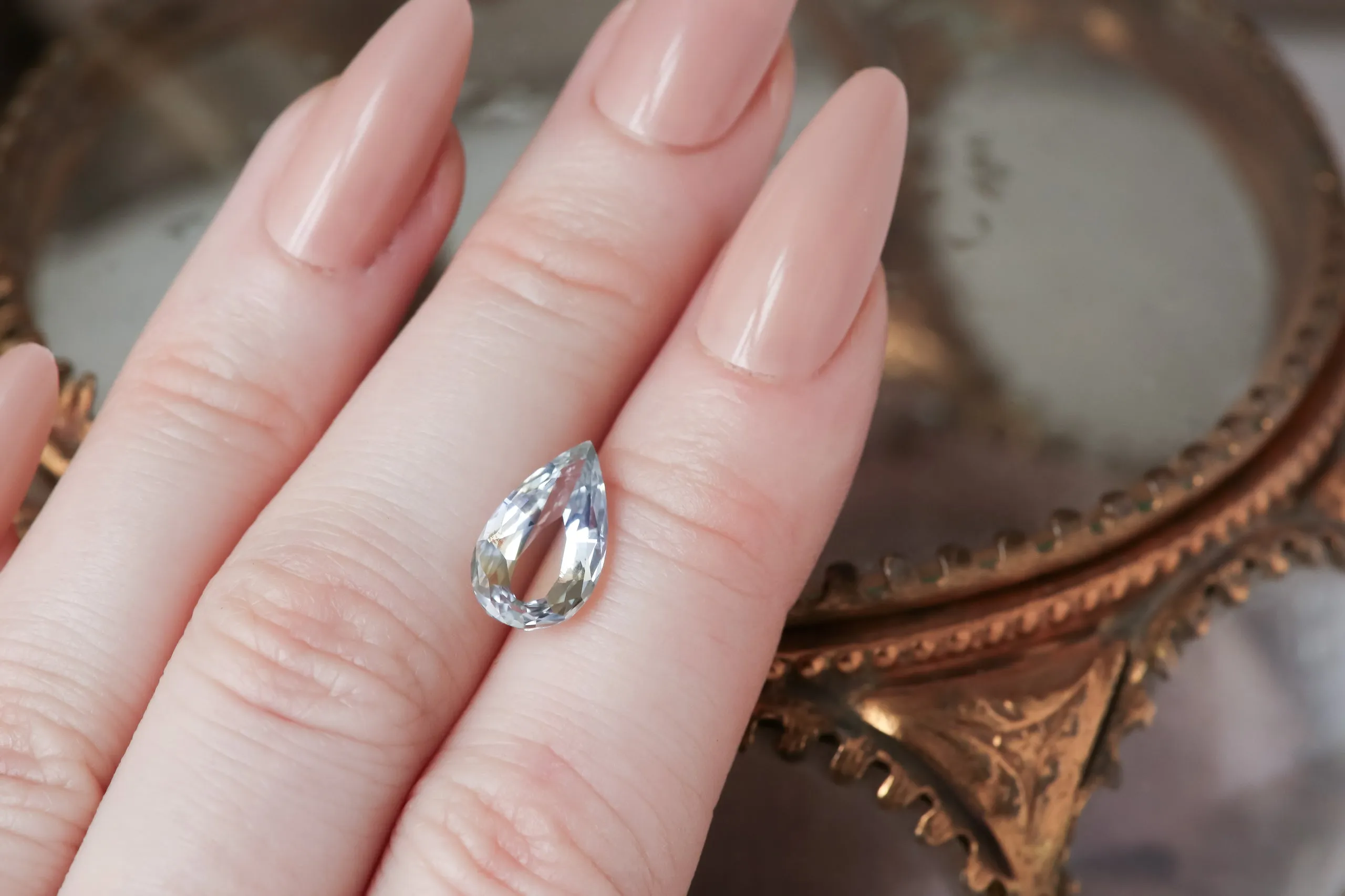 2.59 Carat Natural Pale Blue and Yellow Modified Pear Cut Sapphire