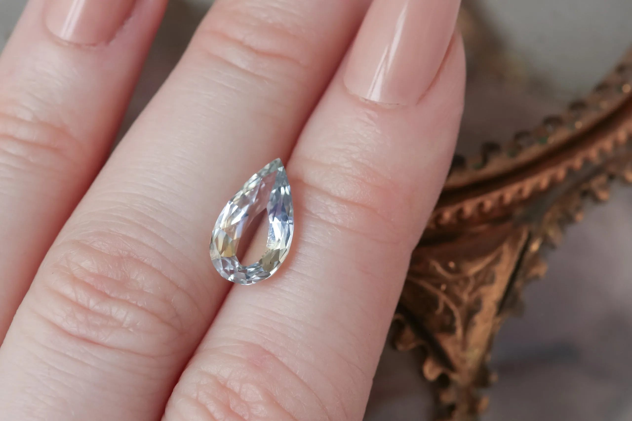 2.59 Carat Natural Pale Blue and Yellow Modified Pear Cut Sapphire