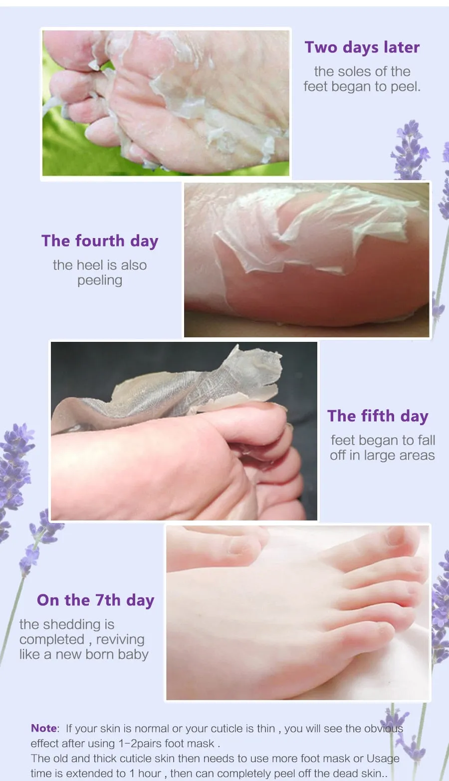 6pcs Lavender Aloe Dead Skin Exfoliating Remover Mask for Legs