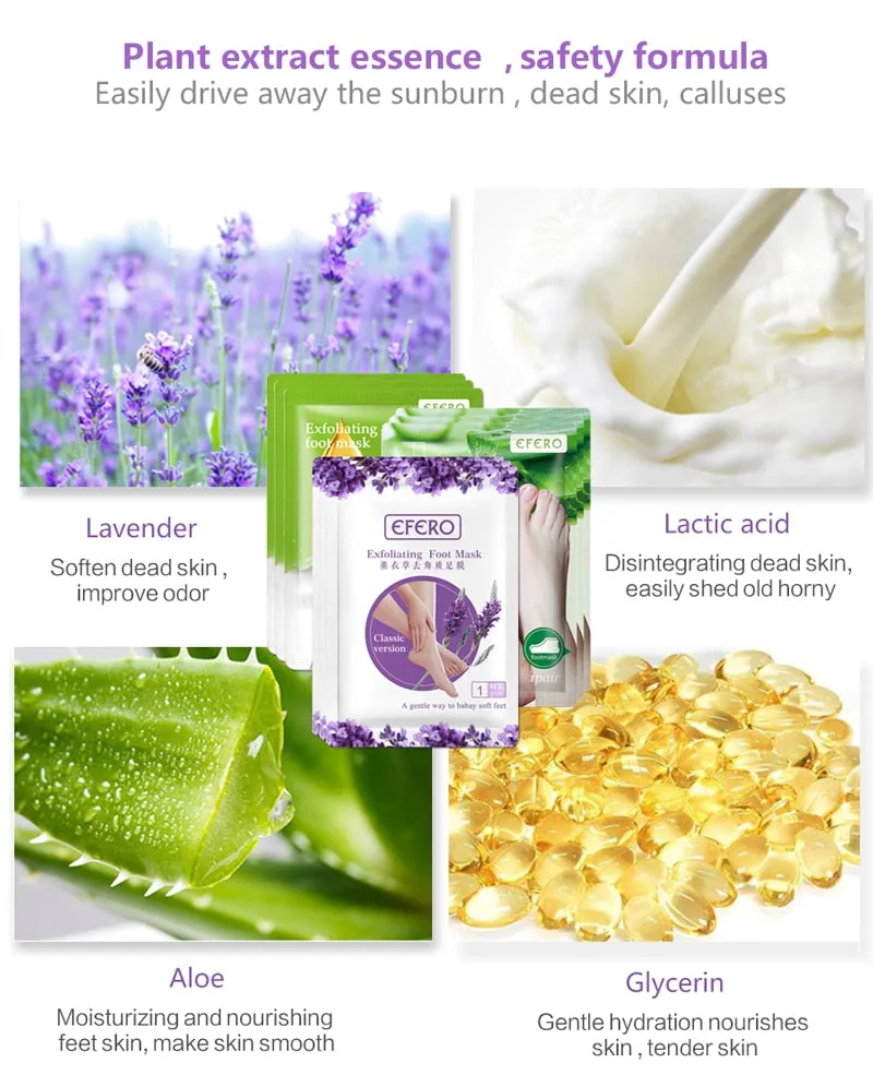 6pcs Lavender Aloe Dead Skin Exfoliating Remover Mask for Legs