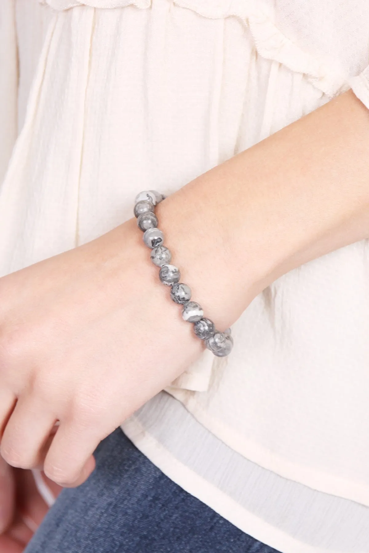 8mm NATURAL BEAD STRETCH BRACELET