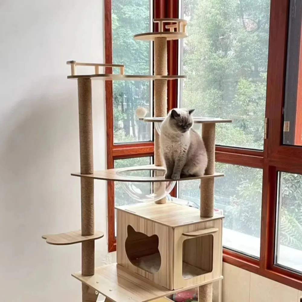 Adjustable Multi-Level Floor Cat Tower