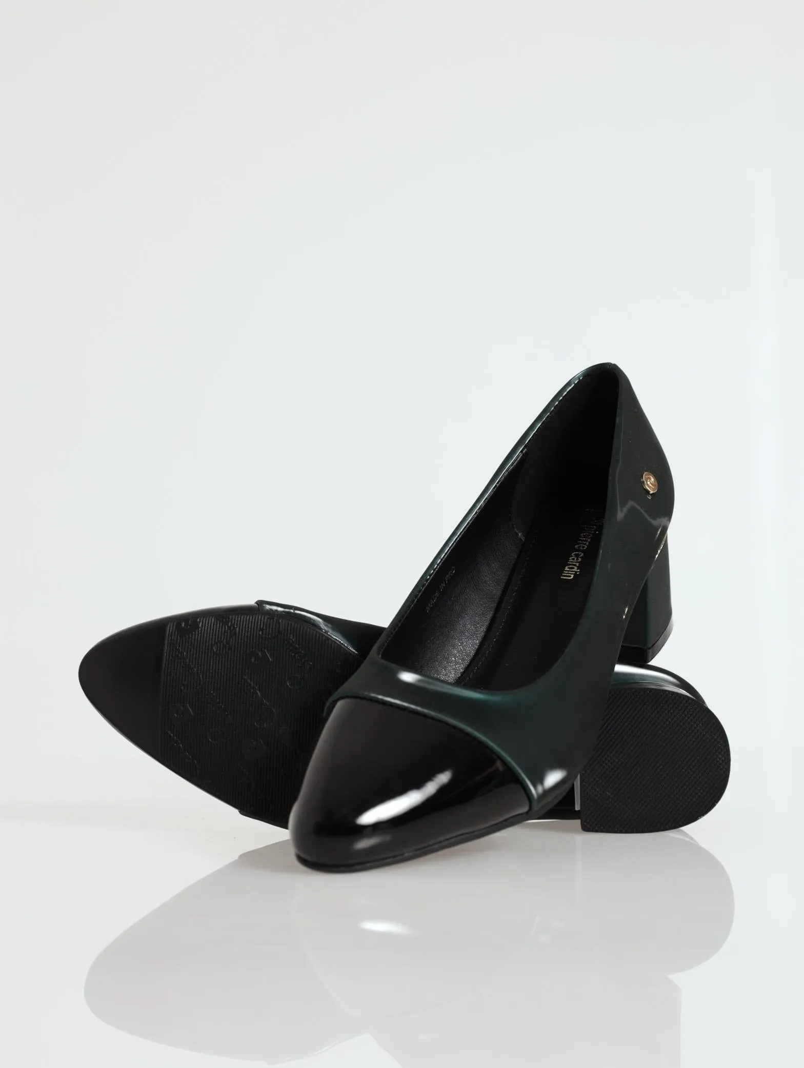 Almond Toe Low Block Heel - Green