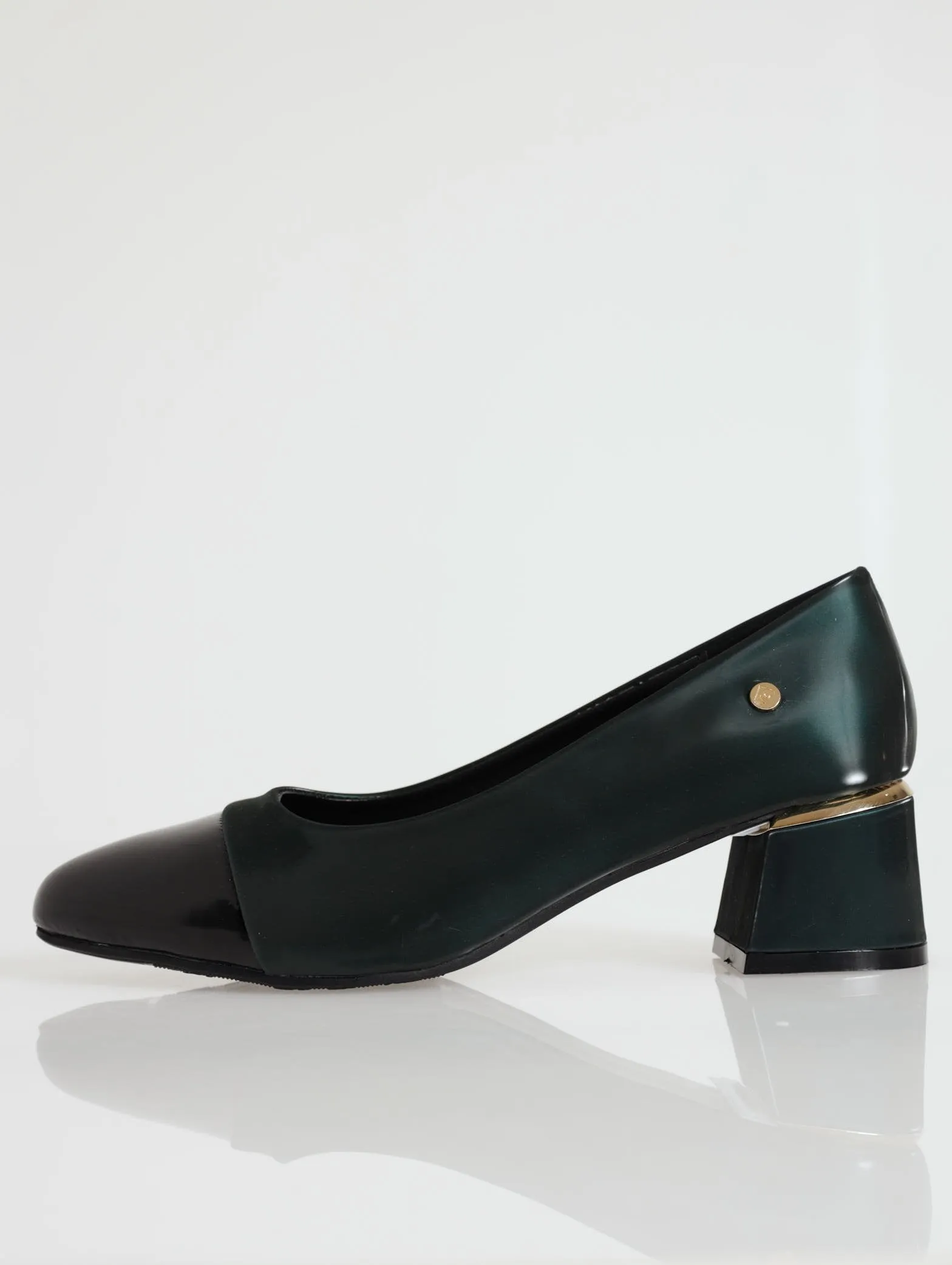 Almond Toe Low Block Heel - Green