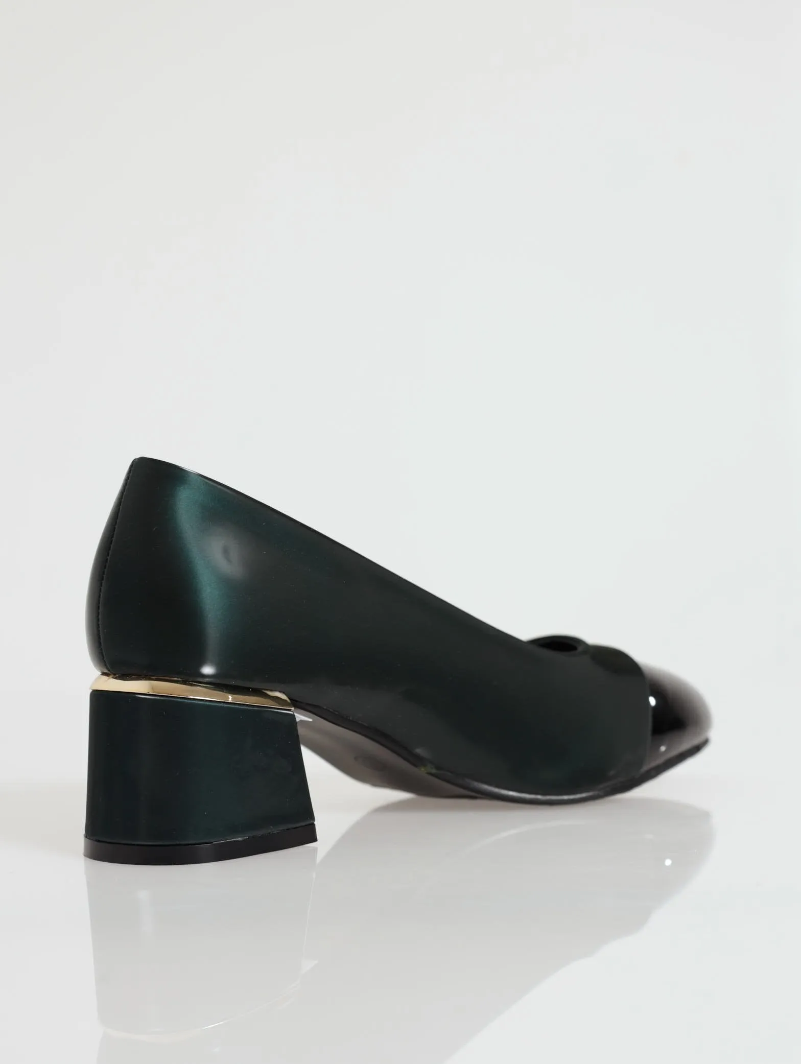 Almond Toe Low Block Heel - Green