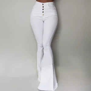 Amaya High-Waisted Button-Up Flared Pants