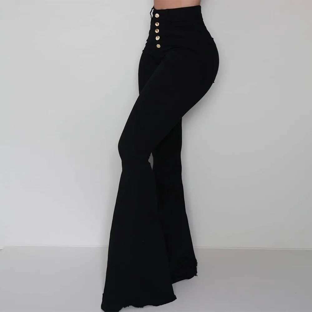 Amaya High-Waisted Button-Up Flared Pants