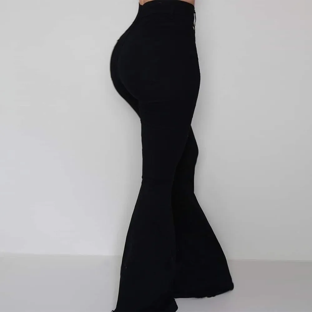 Amaya High-Waisted Button-Up Flared Pants