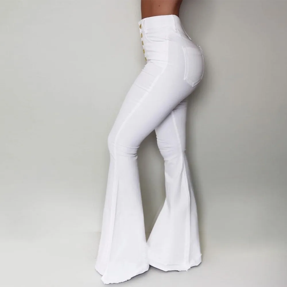 Amaya High-Waisted Button-Up Flared Pants
