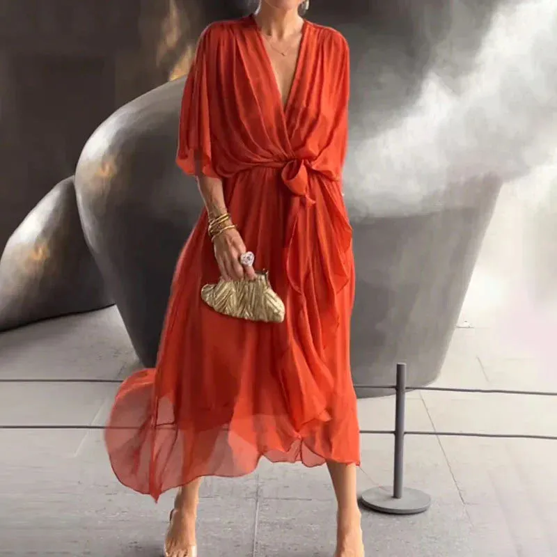 ANNELLA | ELEGANT SUMMER DRESS WITH RUFFLES