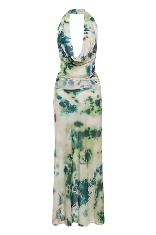 Antoine Printed Halterneck Maxi Dress