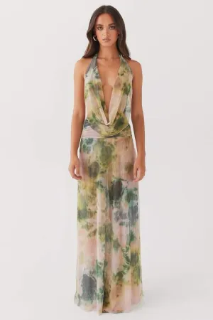 Antoine Printed Halterneck Maxi Dress
