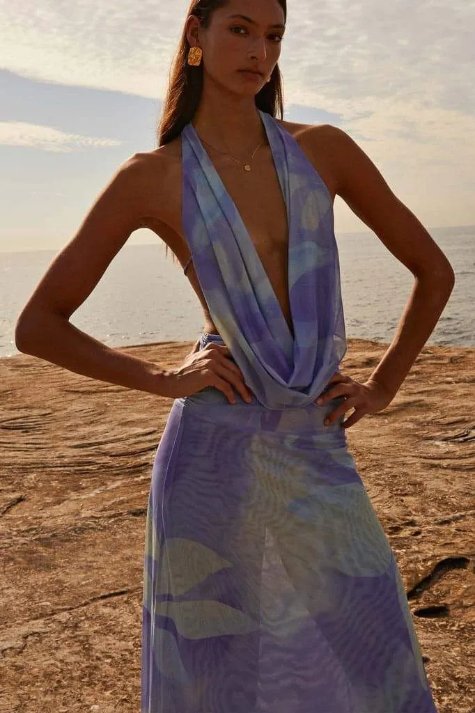 Antoine Printed Halterneck Maxi Dress