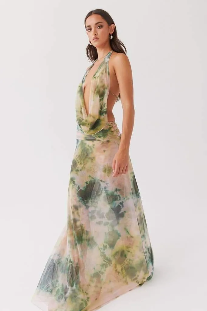 Antoine Printed Halterneck Maxi Dress