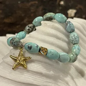 Aqua Dragon Skin Agate Starfish Bracelet