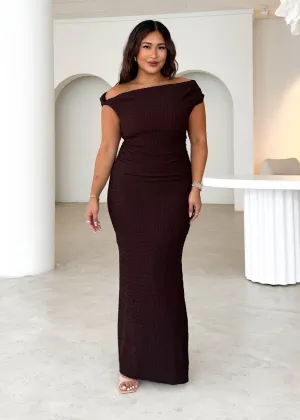 Archie One Shoulder Midi Dress - Chocolate