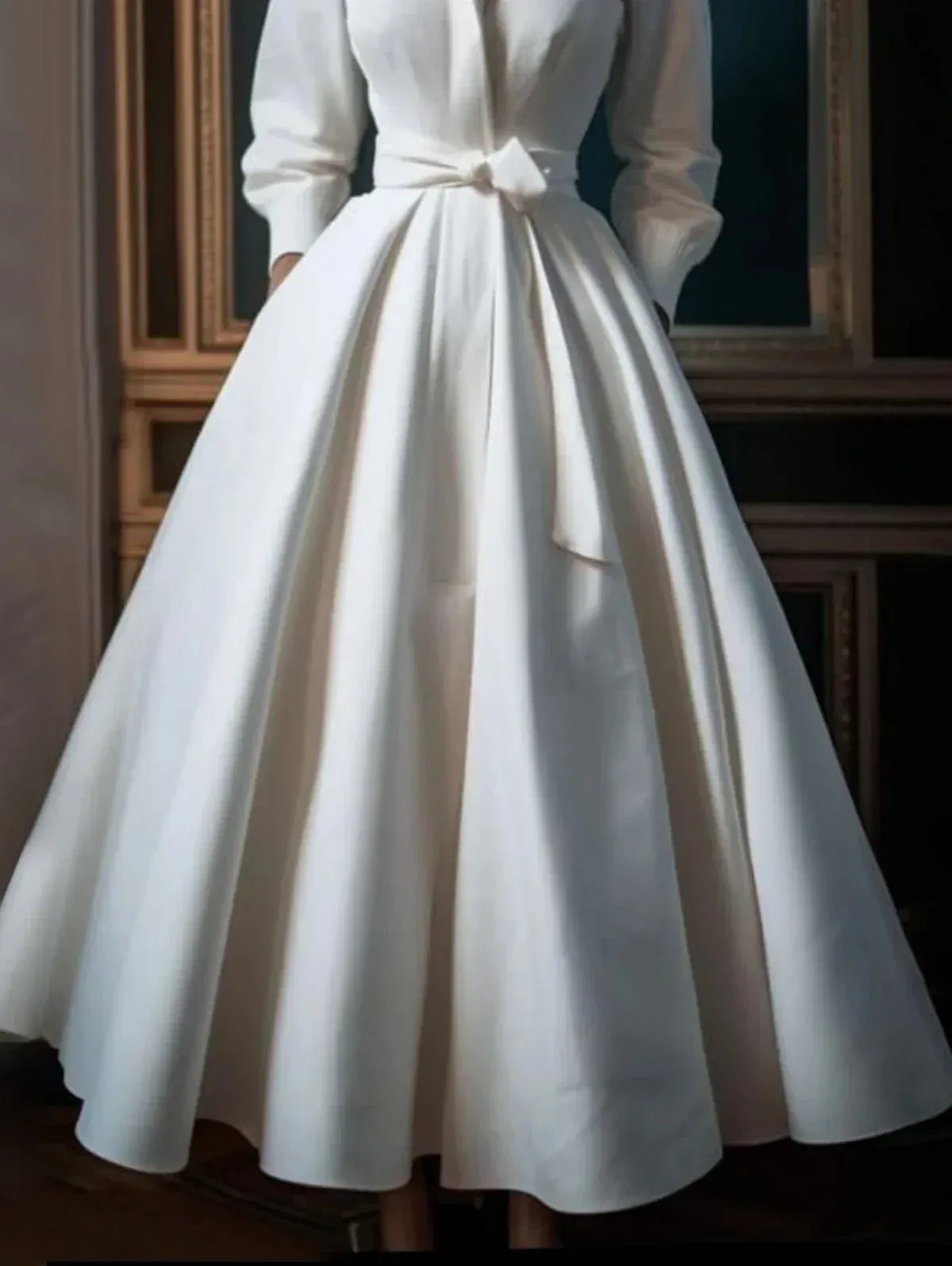 Aria™ - Sleek Stand Collar A-Line Maxi Dress