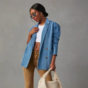Aspire Oversized Long Sleeve Denim Blazer Jacket