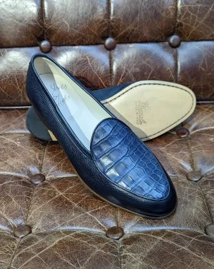 Belgian Loafer - Blue Deer & Blue Alligator, UK 8.5