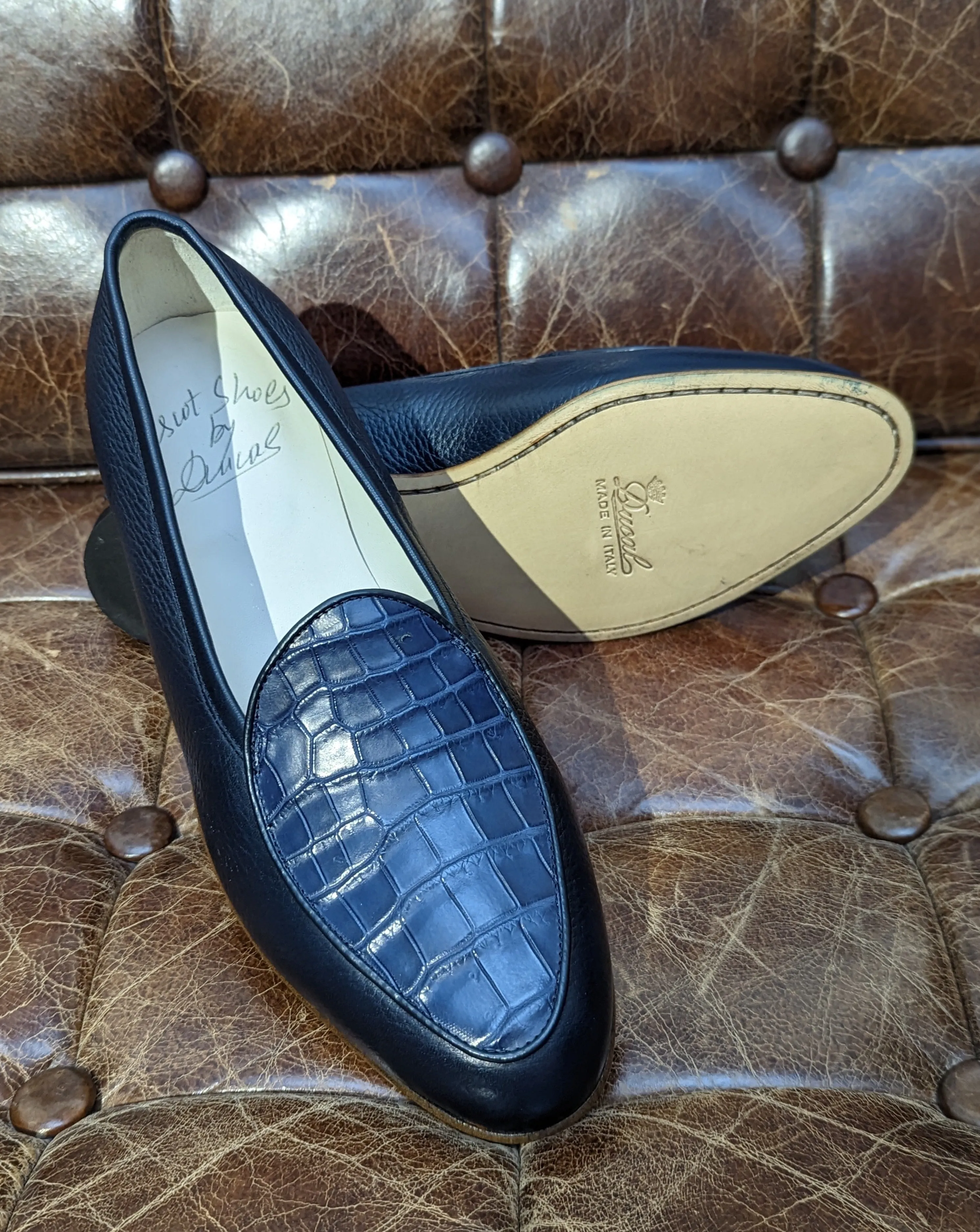 Belgian Loafer - Blue Deer & Blue Alligator, UK 8