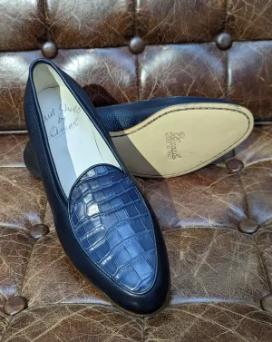 Belgian Loafer - Blue Deer & Blue Alligator, UK 8