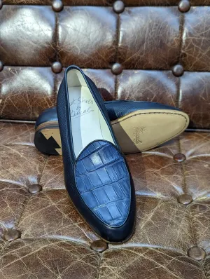 Belgian  Loafer - Blue Deer & Blue Croc, UK 7