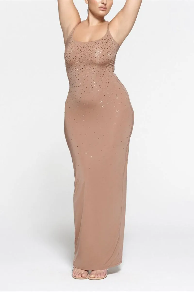 BL0397 Rhinestones Cami Long Dress