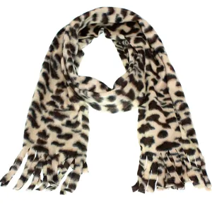 Black Polyester Cheetah Print Fringe Scarf