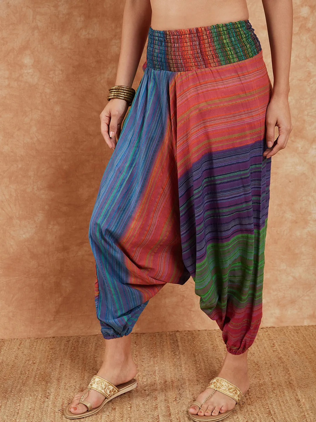 Blue Multi Colour Harem Pant