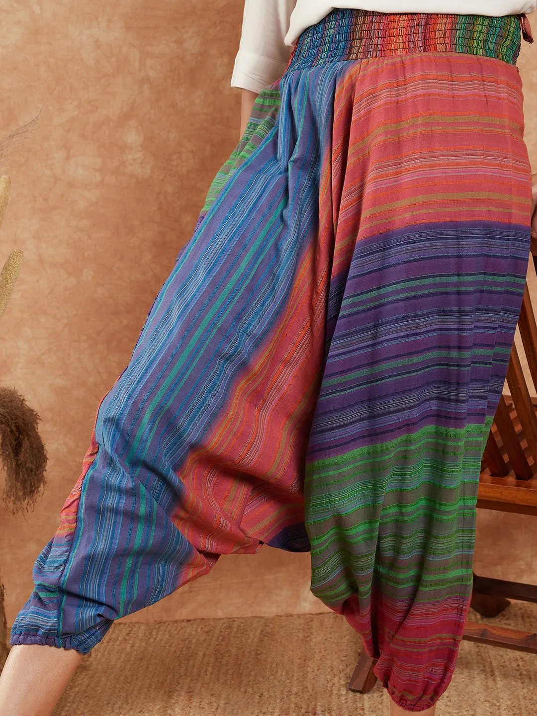 Blue Multi Colour Harem Pant