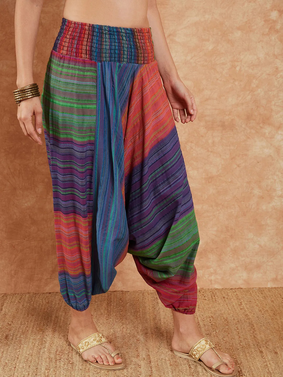 Blue Multi Colour Harem Pant