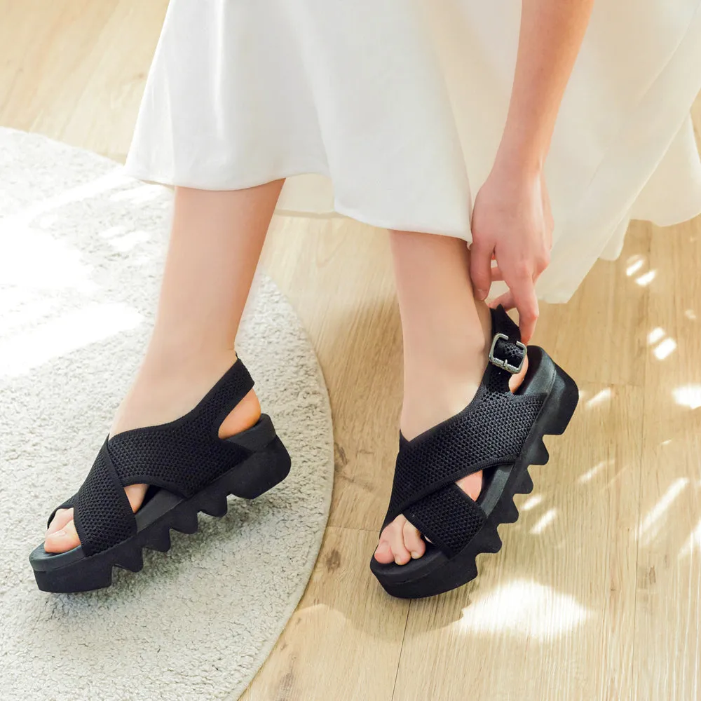 Capri Knit Strappy Sandals (Nero)