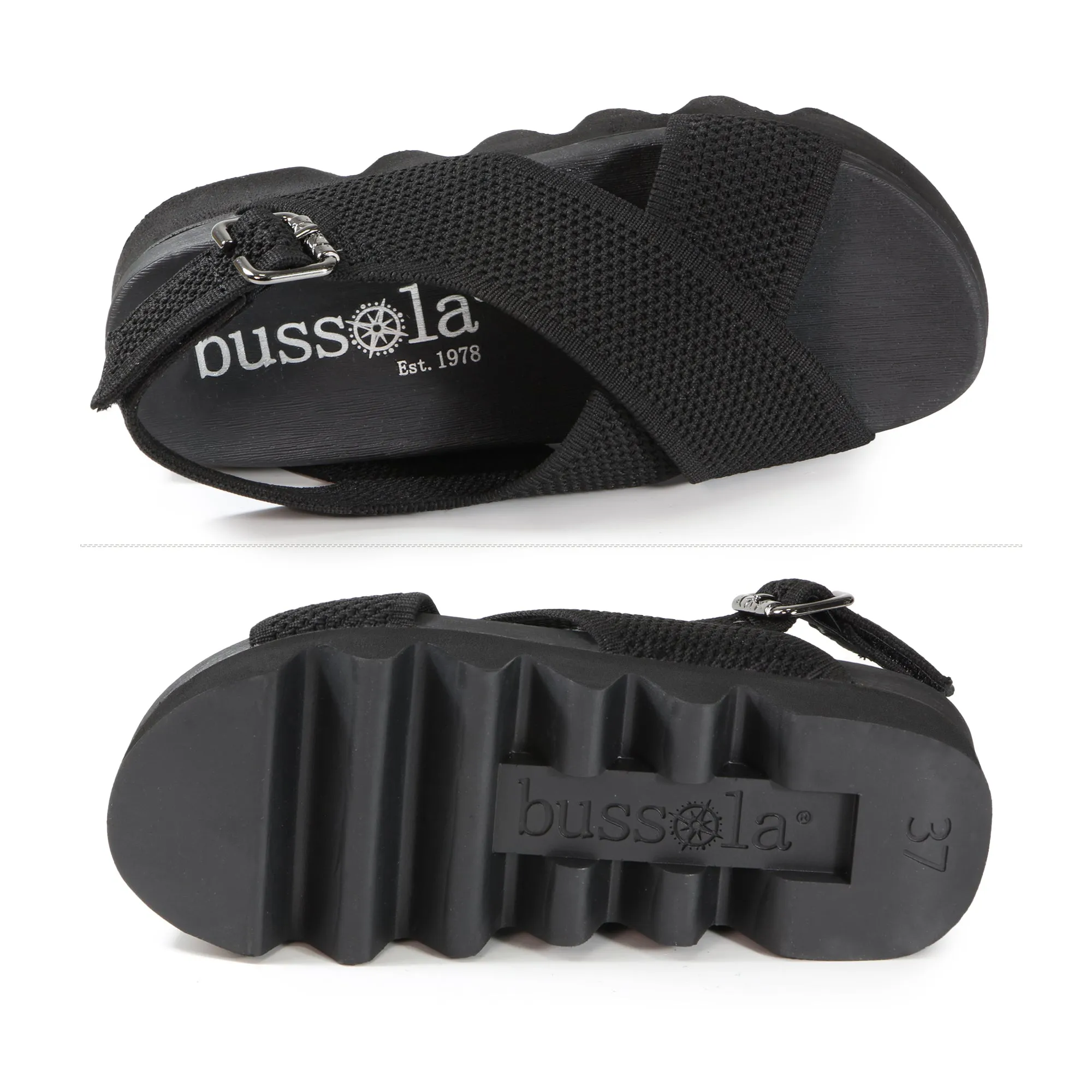 Capri Knit Strappy Sandals (Nero)