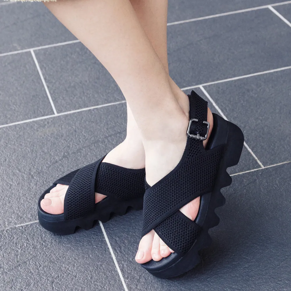 Capri Knit Strappy Sandals (Nero)