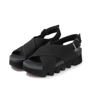 Capri Knit Strappy Sandals (Nero)