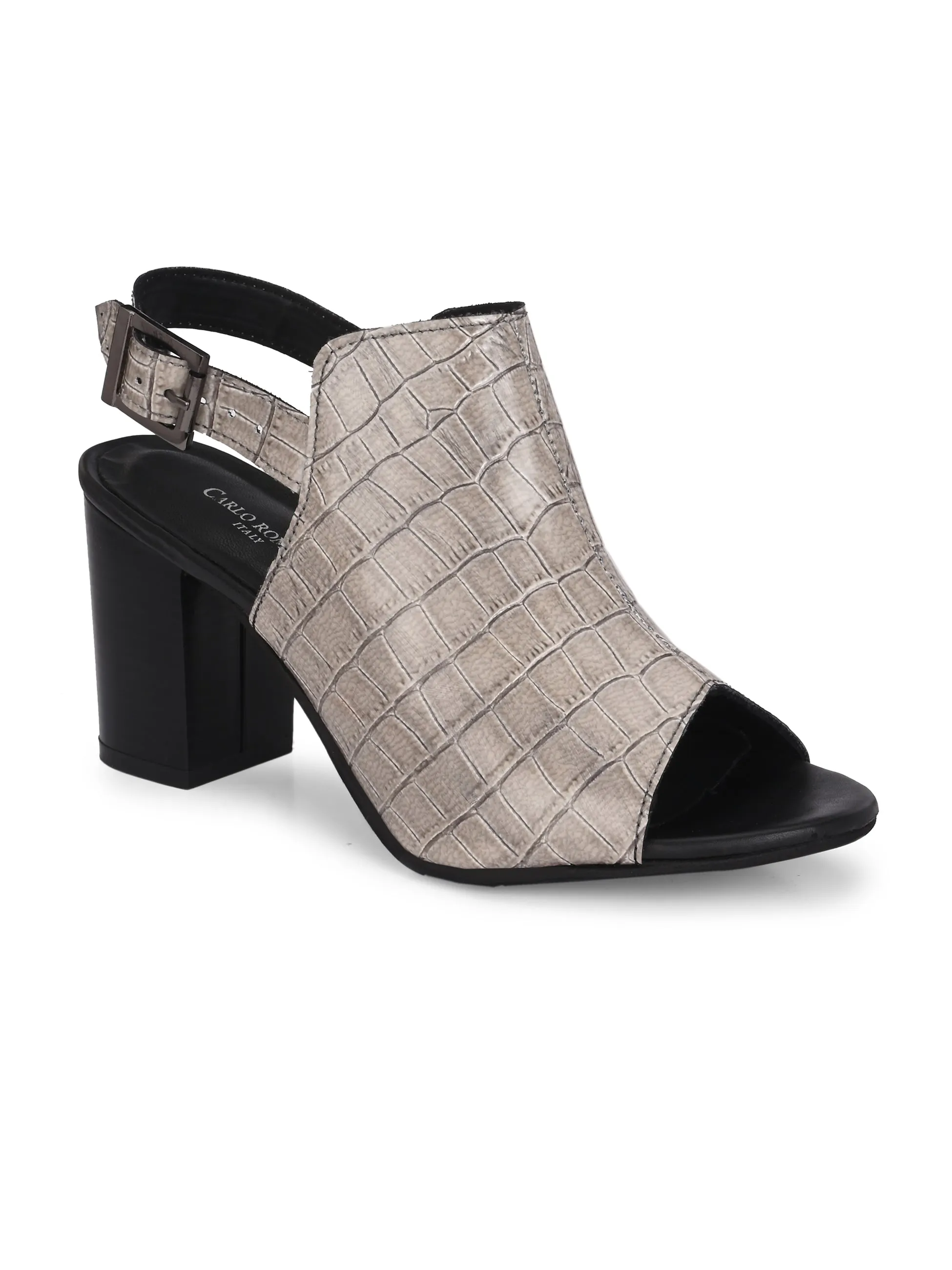 CARLO ROMANO CROCO PATENT VEGAN LEATHER SANDAL FOR WOMEN