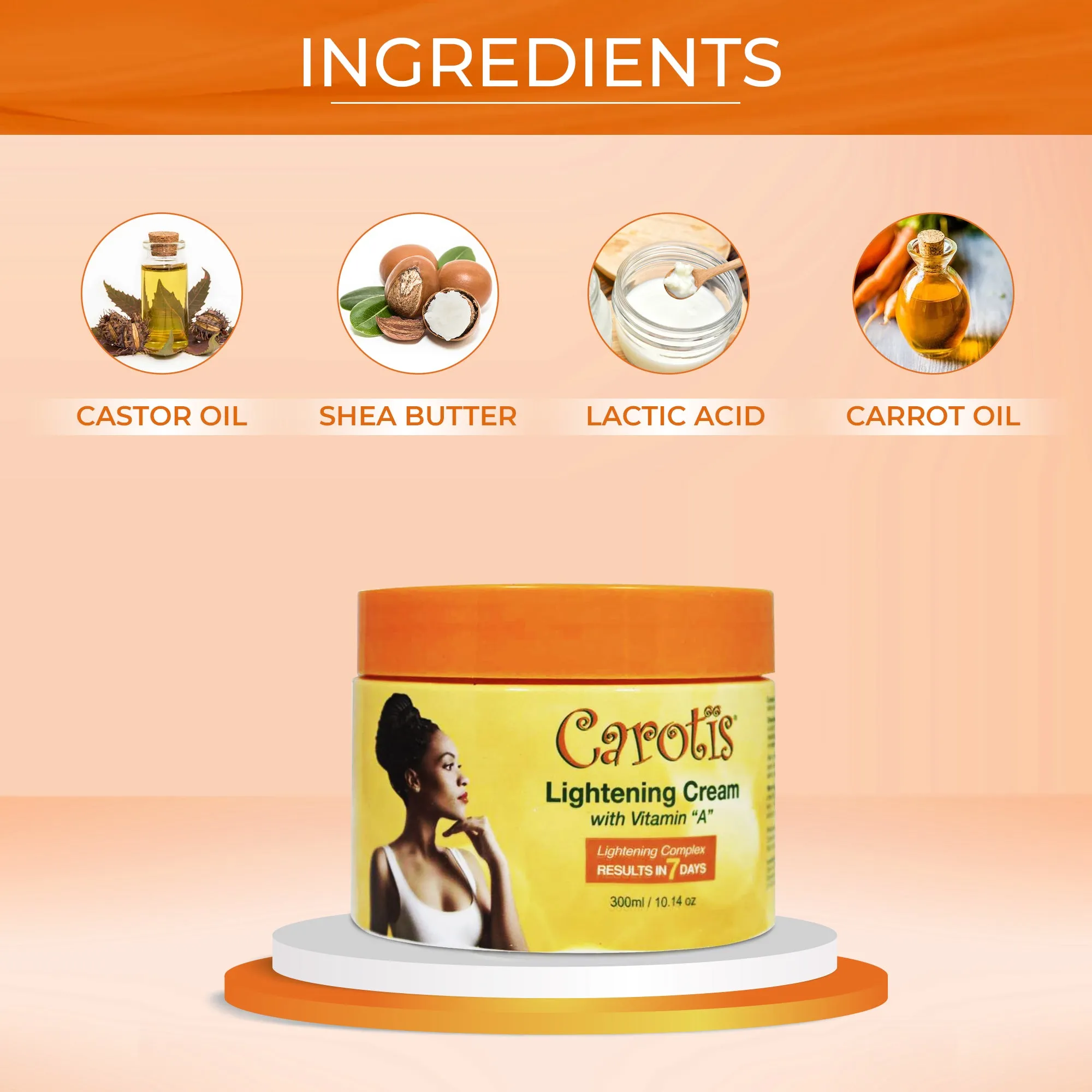 Carotis 7 Day Lightening Cream with Vitamin A (Jar) - 300ml / 10.14 fl oz