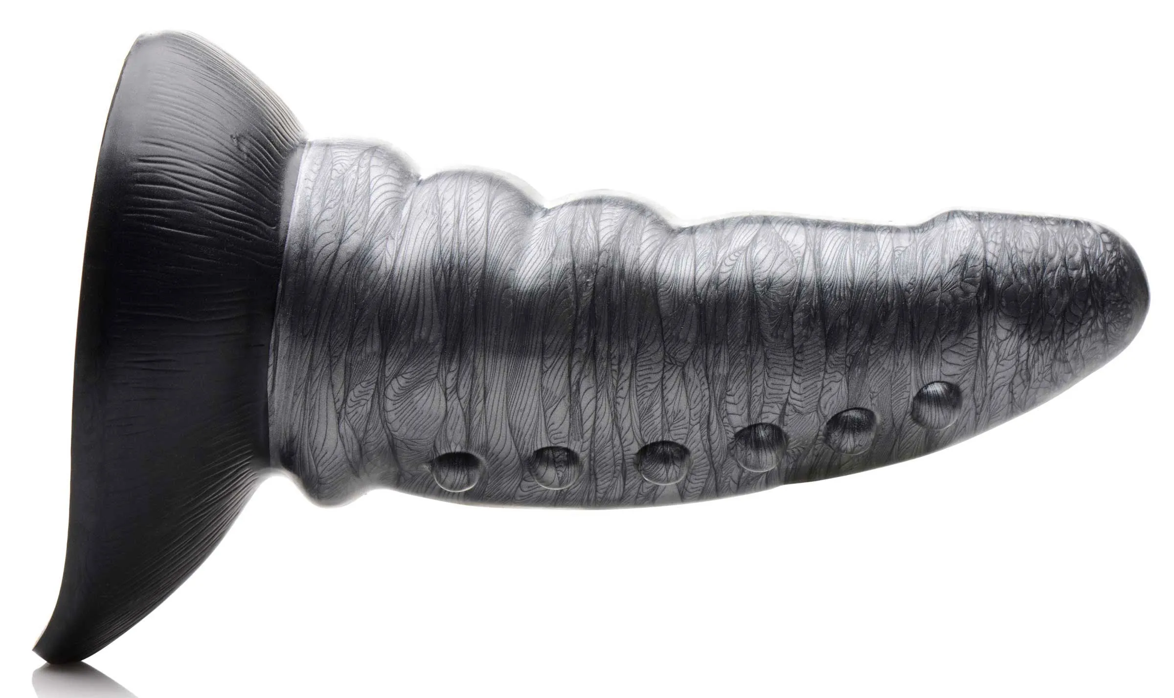 Cc Beastly Tapered Bumpy Silicone Dildo - Silver