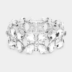 Clear Crystal Teardrop Pageant Stretch Bracelet | Evening Bracelet |  563687
