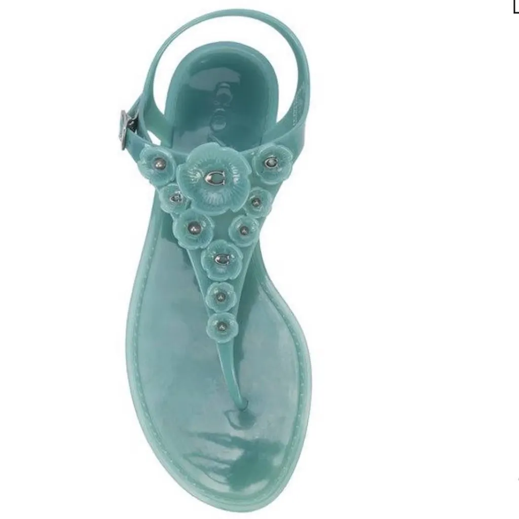 COACH TEA ROSE JELLY FLAT SANDALS