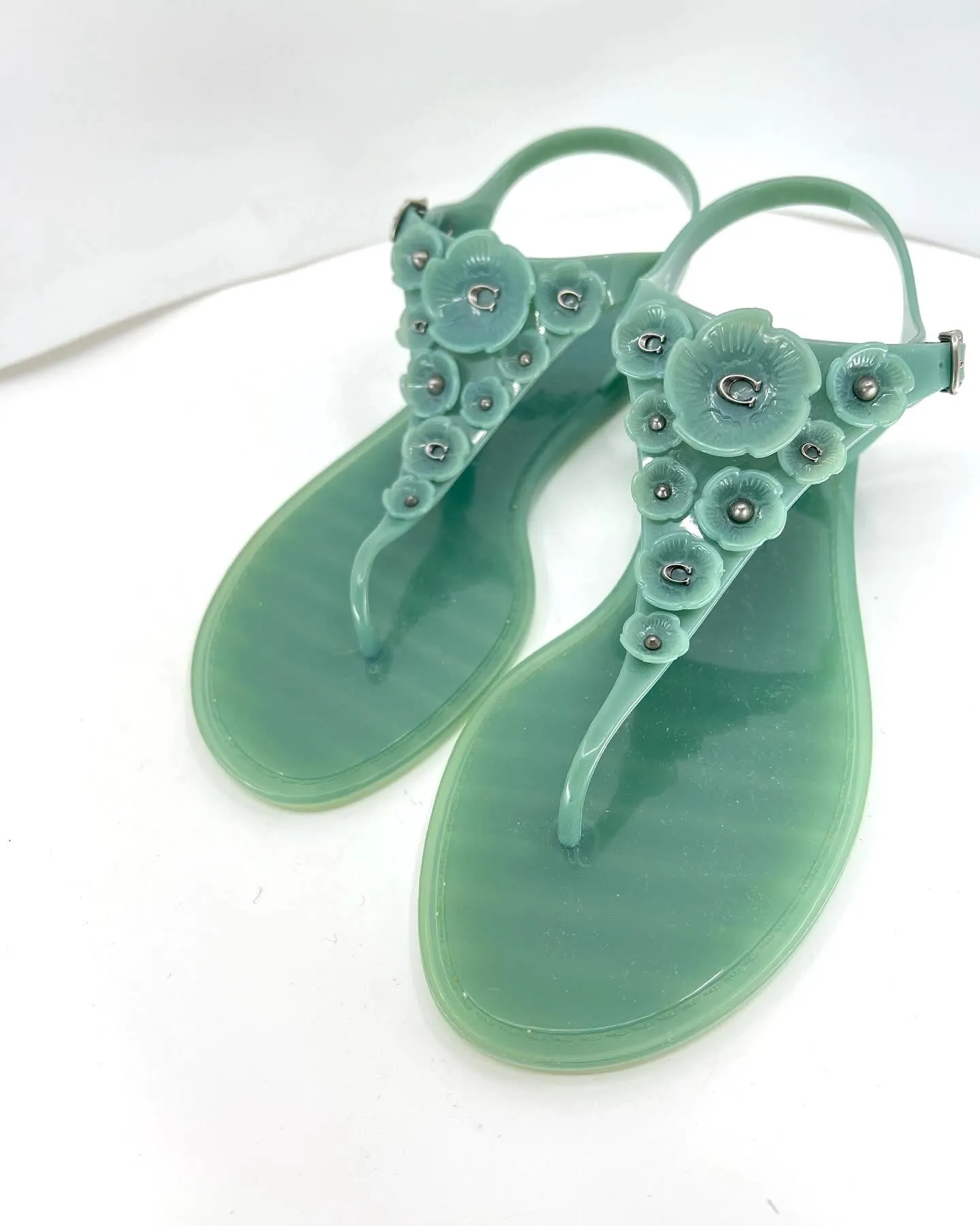 COACH TEA ROSE JELLY FLAT SANDALS