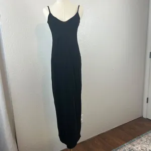 Commando Dress Womens S/M Black Slip Bodycon Lightweight Stretch Back Slit Long
