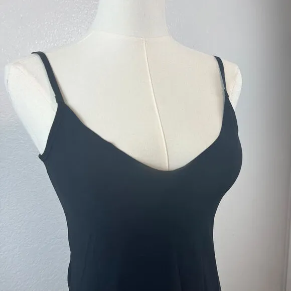 Commando Dress Womens S/M Black Slip Bodycon Lightweight Stretch Back Slit Long