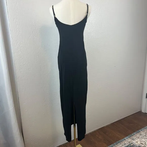 Commando Dress Womens S/M Black Slip Bodycon Lightweight Stretch Back Slit Long